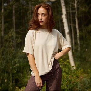 EUC Albion Fit Cream Perfect Oversized Ribbed Tee - Short Sleeve